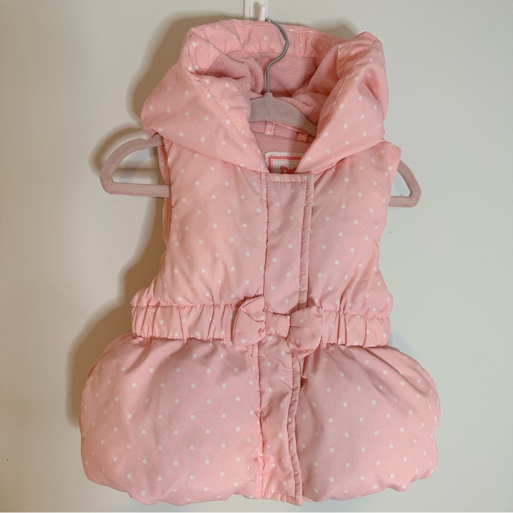 Gymboree Pink Polka Dot Hooded Vest 12-24M